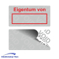 Preview: VOID Sicherheitsetiketten "Eigentum" auf Rolle - 28 x 14 mm - 1000 Stück - silber
