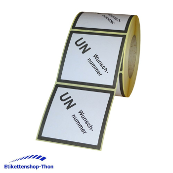 Gefahrgutetiketten auf Rolle - UN Etiketten mit Wunschnummer - 100 x 100 mm - 1.000 Stück