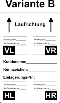 Preview: Reifenetiketten für Einlagerung auf Rolle - extra stark haftend - 100 x 150 mm - 200 Stück - Variante B