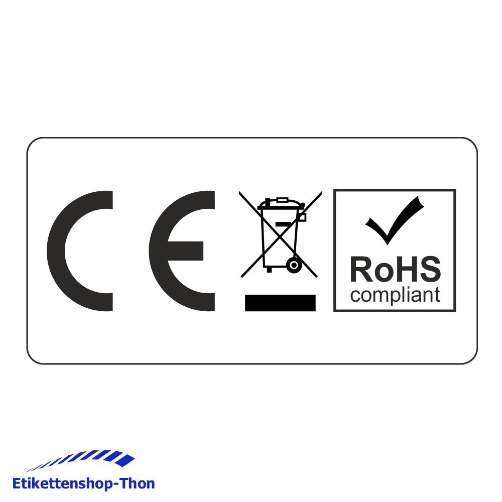 China RoHS Etiketten Ø 10 mm 1000 Elektrogeräte-Kennzeichen EFUP e Polyester Folie weiß selbstklebend 