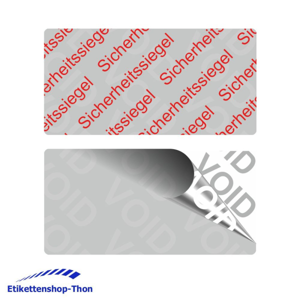 VOID Sicherheitsetiketten "Sicherheitssiegel" auf Rolle - 28 x 14 mm - 1000 Stück - silber