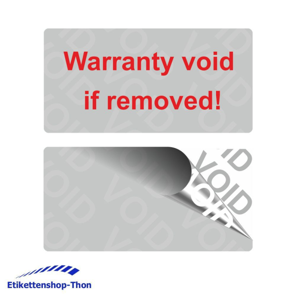 VOID Sicherheitsetiketten "Warranty void" auf Rolle - 28 x 14 mm - 1000 Stück - silber