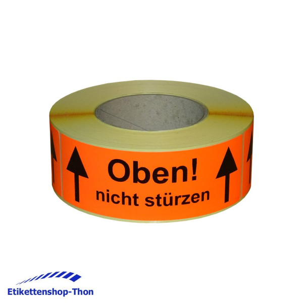 Versandetiketten "Oben! nicht stürzen" auf Rolle - 50 x 150 mm - 500 Stück
