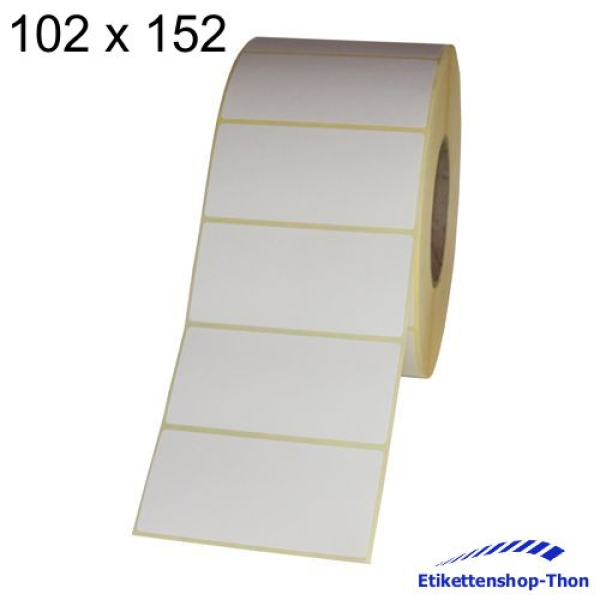 Thermotransfer - Haftetiketten auf Rolle - 102 x 152 mm - 1000 Stück - Hülse 76 mm - permanent haftend - weiß - außen