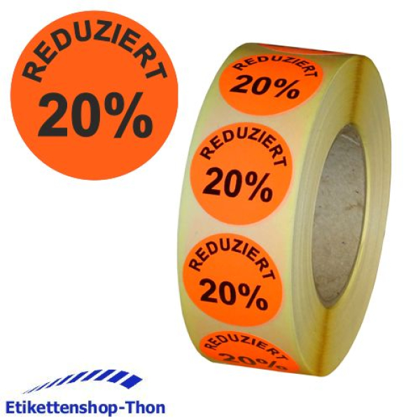 Aktionsetiketten - Durchmesser 50 mm - REDUZIERT 20% - 1000 Stück - Leuchtrot