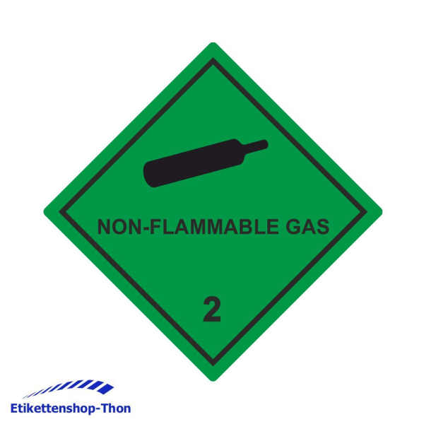 Gefahrgutetiketten Klasse 2.2 - Nicht entzündbare, nicht giftige Gase "NON-FLAMMABLE GAS"  - 100 x 100 mm - 250 Stück