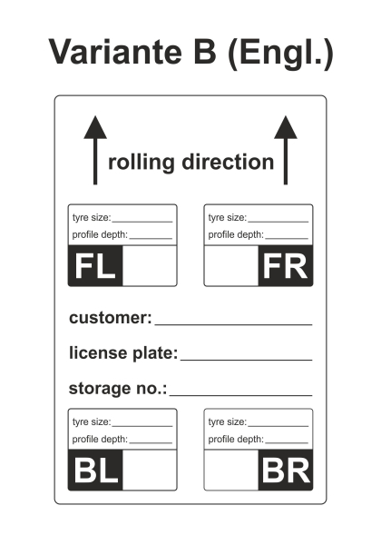 Reifenetiketten für Einlagerung auf Rolle - 100 x 150 mm - 480 Stück - Variante B (Englisch)