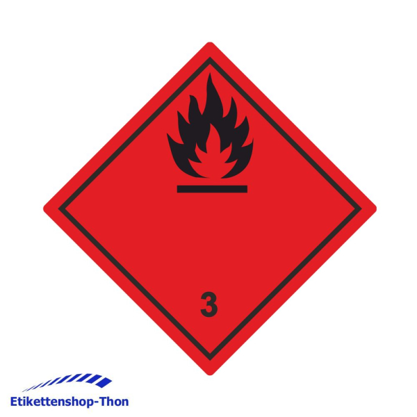 Gefahrgutetiketten Klasse 3 - Entzündbare flüssige Stoffe - 100 x 100 mm - 250 Stück