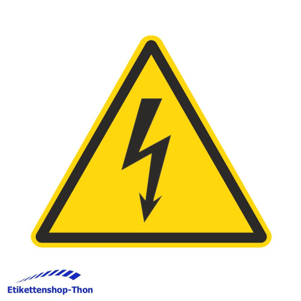 W012 - Warnung vor elektrischer Spannung - aus PP-Folie - Seitenlänge 50 mm - 250 Stück